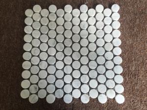 מודרני <span class=keywords><strong>1</strong></span>/2/3 גודל שבב אינץ 'מושחץ ביאנקו משיש פסיפס לבן עגול 4 מ "מ קיר מלאי בית מלון - Product Image 5