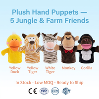 Marionnettes à main en peluche douce, ensemble d'animaux (canard, tigre, singe, gorille), jouet éducatif interactif, anniversaire, anti-stress