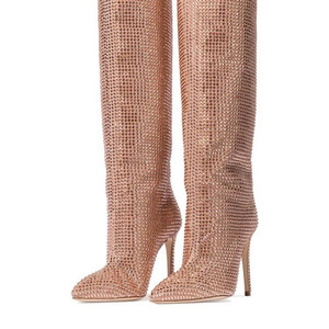 Bottes à talons aiguilles sexy pour femme, personnalisées, avec strass, pour mollets larges, collection 2026 - Product Image 3