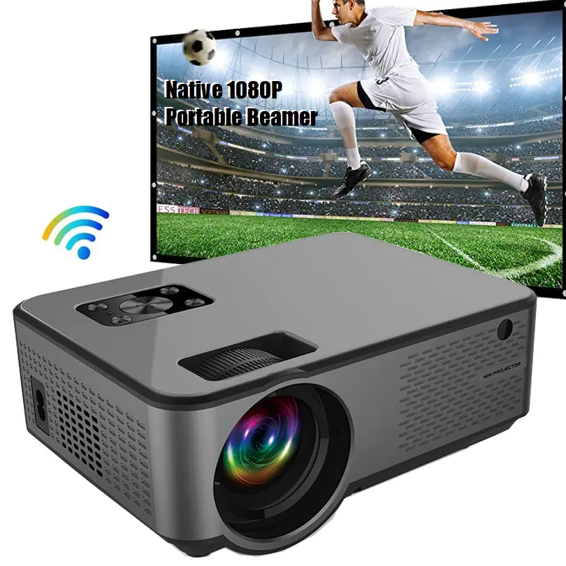 1080P Native Full HD Projectors Wifi Mini Portable Movie LED Beamer LCD Video Projector Android with Projection Screen