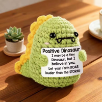 Porte-clés en peluche dinosaure au crochet fait main, breloque de sac, jouet doux avec carte de message, décoration d'intérieur Kawaii, cadeau pour ami, vente en gros