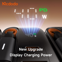Chargeur Mcdodo 428 FreeGo 40 Watts avec affichage de puissance, câble Type-C rétractable, deux ports USB, PD3.0, charge rapide pour Mac