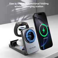 NOUVEAU Chargeur sans fil magnétique 5 en 1 Chargeur de bureau Station de charge sans fil multifonctionnelle avec sortie USB-C et USB-A