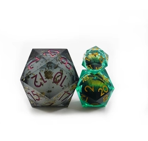 Dados Poliédricos de Resina con Núcleo Líquido Brillante Green <span class=keywords><strong>Goblin</strong></span>, Dados de Bordes Afilados para Juegos de Mesa RPG <span class=keywords><strong>DND</strong></span> Dungeons and Dragons - Product Image 3