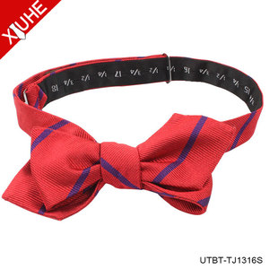 <span class=keywords><strong>Pajarita</strong></span> de fábrica personalizado hecho a mano diseño de rayas 100% seda rojo corbata para los hombres - Product Image 2