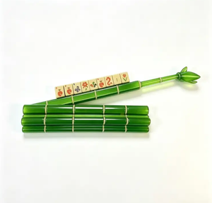 Set di 4 supporti e spintori per Mahjong americano – Porta-tessere ispirati al bambù - Product Image 2
