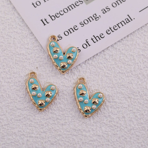 Pearl Heart Alloy Charm Pendant DIY Jewelry Accessory For <b>Bracelet</b> Necklace Earring Making Multicolor Bezel Setting Unisex - Product Image 5