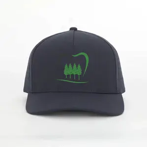 Casquette de baseball personnalisée de haute qualité à 5 panneaux avec logo brodé, chapeau perforé imperméable découpé au laser