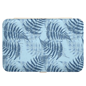 Custom Design Storage Organizer <b>Earrings</b> Ring Necklace Leather Travel Jewelry <b>Case</b> Hawaii Palapalai Blue Portable Jewelry Box - Product Image 2