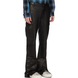 Pantalon cargo en cuir <span class=keywords><strong>Mastodon</strong></span> noir Pantalon en cuir personnalisé de haute qualité dernier design de mode pour hommes - Product Image 3