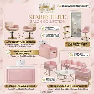 Ensemble de mobilier de salon de beauté haut de gamme rose doré avec logo personnalisé, miroir arqué, canapé de réception pour barbier, <span class=keywords><strong>kit</strong></span> complet - Product Image 3