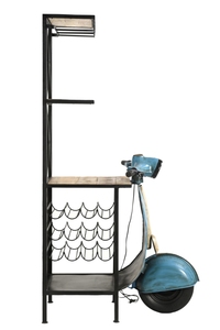 Barra de apoyo para scooter de hierro/madera, acabado en azul/mango, material de metal/madera de mango, precio al por mayor - Product Image 4