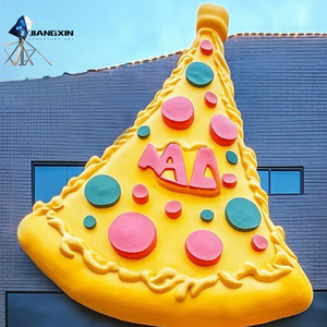 Estatua de <span class=keywords><strong>pizza</strong></span> de fibra de vidrio hiperrealista con ingredientes de salchichas y setas, decoración comercial para exhibiciones de restaurantes, arte gourmet - Product Image 2