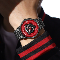 Envío Directo, Reloj de Pulsera de Acero Inoxidable de Alta Gama para Hombre, 42 mm, Moderno, con Puntero, Luz Nocturna Giratoria 3D, Modificado con Anime, Resistente al Agua