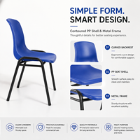 Chaise de formation empilable ergonomique et durable avec assise en PP et structure en acier pour salle de classe, bureau, réunion, conférence