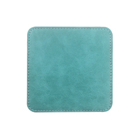 Sous-verre de tasse en cuir PU coloré de Sublimation vierge de vente d'usine, sous-verre de tasse de transfert de chaleur de forme carrée de 10CM