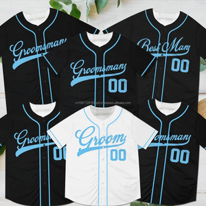 Personalized Short Sleeve Groomsmen Baseball Jersey Customizable Street Fashion for Softball Events and Team Activewear - Product Image 1