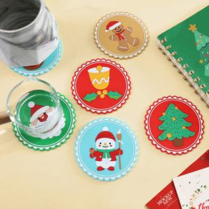 แผ่นรองแก้วซิลิโคนทรงกลมแบบกันความร้อน กันลื่น ใช้งานได้ยาวนาน สำหรับเทศกาลคริสต์มาส  รับผลิตตามสั่ง ขายส่ง พร้อมโปรโมชั่นพิเศษ - Product Image 2