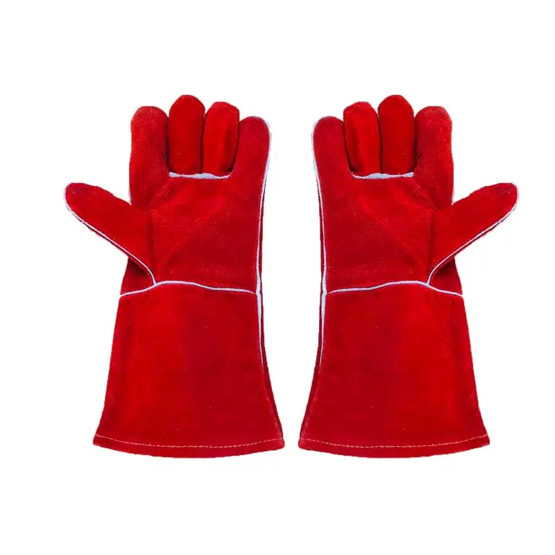high quality no lining making machines hot sell industrial ware resistant red work welding leather safety gloves
