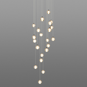 Lustre d'escalier incomparable en acier inoxydable avec boules de cristal, effet pluie de météores en cascade, 3 couleurs changeantes, luxe sur mesure - Product Image 2