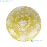 RXAY-LH2530  Guci Mutiara Musim Dingin Latar Belakang Kuning Pola Bunga Burung Putih Porselen Cina Antik