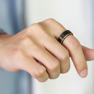 Anillos de Hombre de 8MM con Baño de Oro/Azul/Negro, Estilo Hip Hop, con Engaste Invisible, Joyería Moderna al por Mayor, de Tungsteno, para Fiestas y Compromisos - Product Image 4
