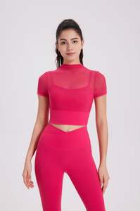 للبيع بالجملة أطقم ركض نسائية للصالة الرياضية أزياء شبكية ولباس ضيق ملابس رياضية طقم يوغا لياقة بدنية - Product Image 4