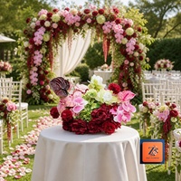 Bouquet de mariée de luxe en fleurs artificielles en soie rouge bordeaux, arrangement d'allée d'hortensias, décoration de mariage, centre de table