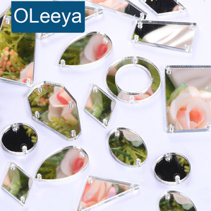 Oleeya Mix Maat Acryl Spiegel Strass Steentjes Aan te Naaiën DIY Knutselwerk Platte Achterkant Aan te Naaien Steentjes voor Kleding Jurk Decoraties - Product Image 1