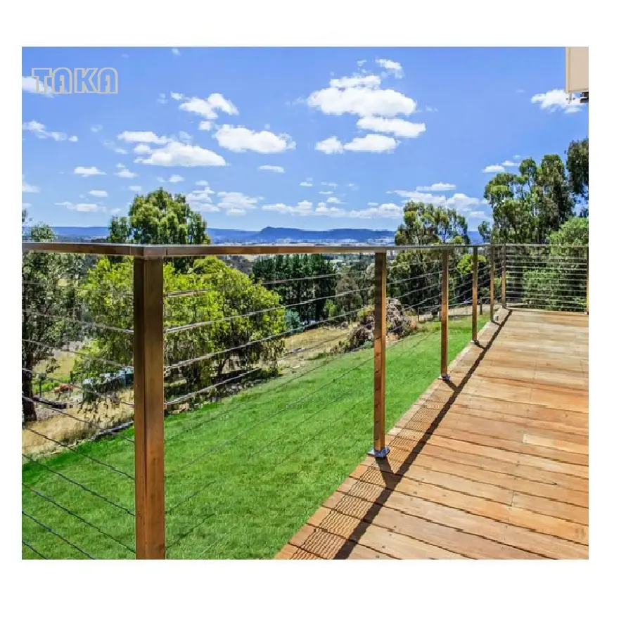 TAKA Balcony/Stairs/Deck/Fence Stainless Steel Cable Railing Balustrade 316/304 Stainlessteel Wire Post System