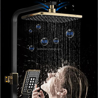 Ensemble de douche numérique Salle de bains Système de douche thermostatique intelligent Montage mural Mélangeur chaud et froid Robinet de bain Tête carrée SPA Douche à effet pluie