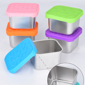 Stainless Steel 6 oz Leak Proof BPA Free Food Grade Kids Snack Containers Silicone Lid for Toddler <b>Lunch</b> <b>Box</b> <b>School</b> - Product Image 3