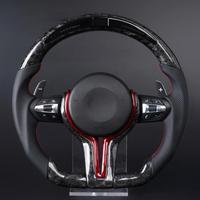 Volant à fond plat en fibre de carbone forgée rouge Y pour BMW E70 E71 E87 E90 E91 E92 E88 F30 F10 M3 M5 Style Red Stitch