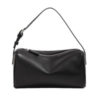 Sac Boston vintage en cuir PU lychee pour femme, petit sac à bandoulière cylindrique avec sangle réglable, sac à main rétro pour femmes