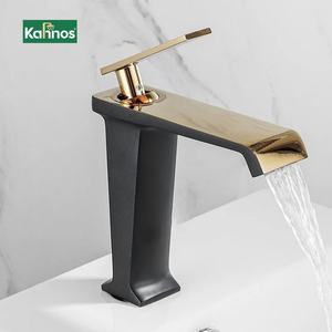 Grifo de Lavabo de Latón de Estilo Neo Moderno, con Manija Cruzada, Giro de un Cuarto de Vuelta, Brazo Robótico Ajustable para Encimera, Esquina o Mesa - Product Image 1