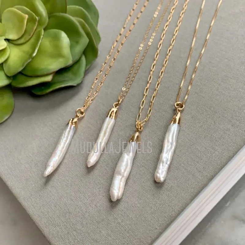 Dayoff — collier minimaliste avec pendentif de perles en or, chaîne Figaro remplie, breloque superposée, NM36573