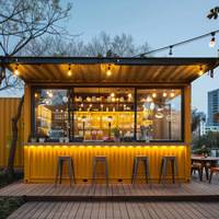 Kiosque de restauration rapide modulaire rétro, café de rue extérieur, maison conteneur respirante à double étage de 20 pieds et 40 pieds, épaissie
