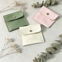 Pochette à bijoux personnalisée en microfibre avec logo, pochette à bijoux en cuir PU gaufré pour ranger colliers, boucles d'oreilles, bagues