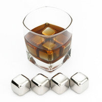Pierres de refroidissement, Cubes à whisky en acier inoxydable, Cubes de glace réutilisables, avec Tongs et boîte de rangement