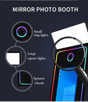 Cabina de Fotos con Espejo Mágico y Cámara en Estuche de Transporte, Pantalla Táctil de 70 y 43 Pulgadas para Fiestas y Bodas, Impresora, Marco LED