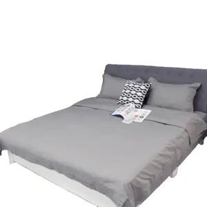 轻奢华水洗简约灰色棉麻床4件套竹片套装床上用品套装