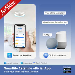 1stshine Ventilateur de plafond à LED Dimmable LED Light Smart Control APP 7 pales acryliques Ventilateur de plafond monté - Product Image 6