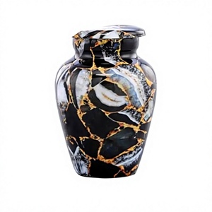 Silver Cremation Urn for Adult with Black Bands Durable <b>Memorial</b> Ashes Container Funeral <b>Keepsake</b> Urn With Lid & Free Velvet <b>Box</b> - Product Image 6