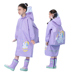 Oem Factory <strong>Wholesale</strong> Student Kids Rain Coats Boys Girls Cartoon Printed Zip EVA <strong>Raincoats</strong> for School Children - Product Image 1