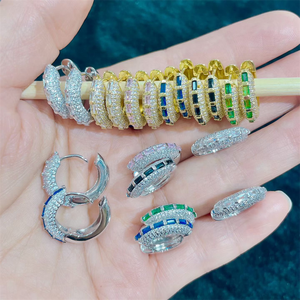 Pendientes <span class=keywords><strong>de</strong></span> Aro <span class=keywords><strong>CH</strong></span>-LAE0854 con Baño <span class=keywords><strong>de</strong></span> Plata y Circonitas, <span class=keywords><strong>Aros</strong></span> <span class=keywords><strong>de</strong></span> Cobre Multicolor con Baño <span class=keywords><strong>de</strong></span> <span class=keywords><strong>Oro</strong></span> y Circonitas, Joyería <span class=keywords><strong>de</strong></span> Moda para Mujer - Product Image 6