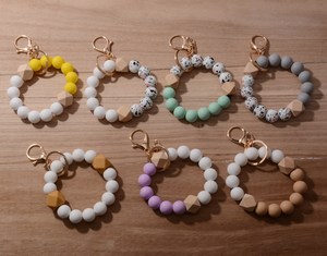 <strong>Wristlet</strong> <strong>Keychain</strong> 2/3 Silicone Dark+Earthy Tones Charm Bracelet Key Chain - Product Image 2