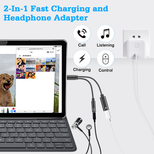 Câble 2 en 1 Type C vers <span class=keywords><strong>Jack</strong></span> 3.5mm AUX USB C Adaptateur pour casque d'écoute Câble audio 3.5 <span class=keywords><strong>Jack</strong></span> pour iPhone Ipad Pro <span class=keywords><strong>Samsung</strong></span> Xiaomi PD 60w - Product Image 3