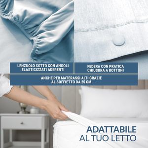 Yongho hiện đại Châu Âu 100% Linen bền vững hoàn thành hôn nhân phẳng tấm ga trải giường gối 3 mảnh bộ đồ giường đặt - Product Image 3