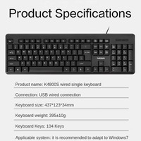 Clavier filaire d'origine Lenovo K4800S, interface USB, ordinateur portable, ordinateur tout-en-un, ordinateur de bureau, clavier silencieux et étanche