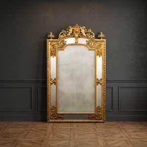 Elegante Espejo de Pared con Marco de Madera Pulida Ecológica, Diseño Clásico con Imitación de Tallado Antiguo en Color Dorado para el Hogar - Product Image 3